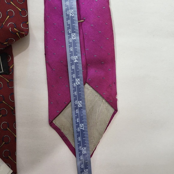 Vintage Christian Dior Silk Ties Lot of 2 Red Pink Barbie Core Flaw # 643 - Picture 12 of 12